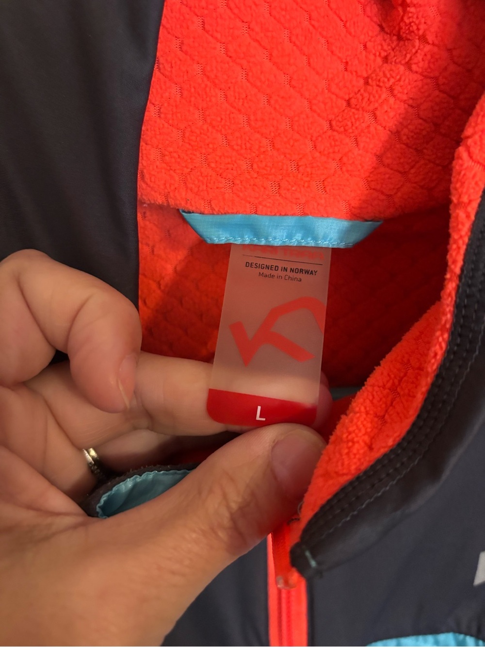 Kari Traa Teal, Light Blue & Orange Girls' Quilted Puffer Jacket - Picture 3 of 4